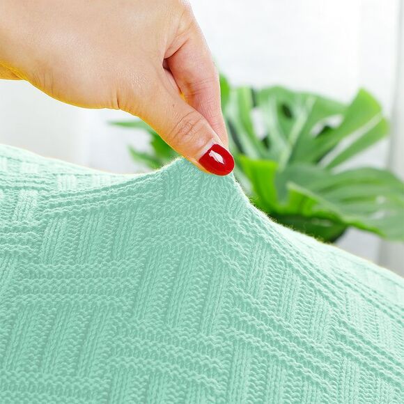 100% Cotton Throw Blanket Soft Lightweight Couch Blankets 50"x 60" Light Green - Picture 6 of 6